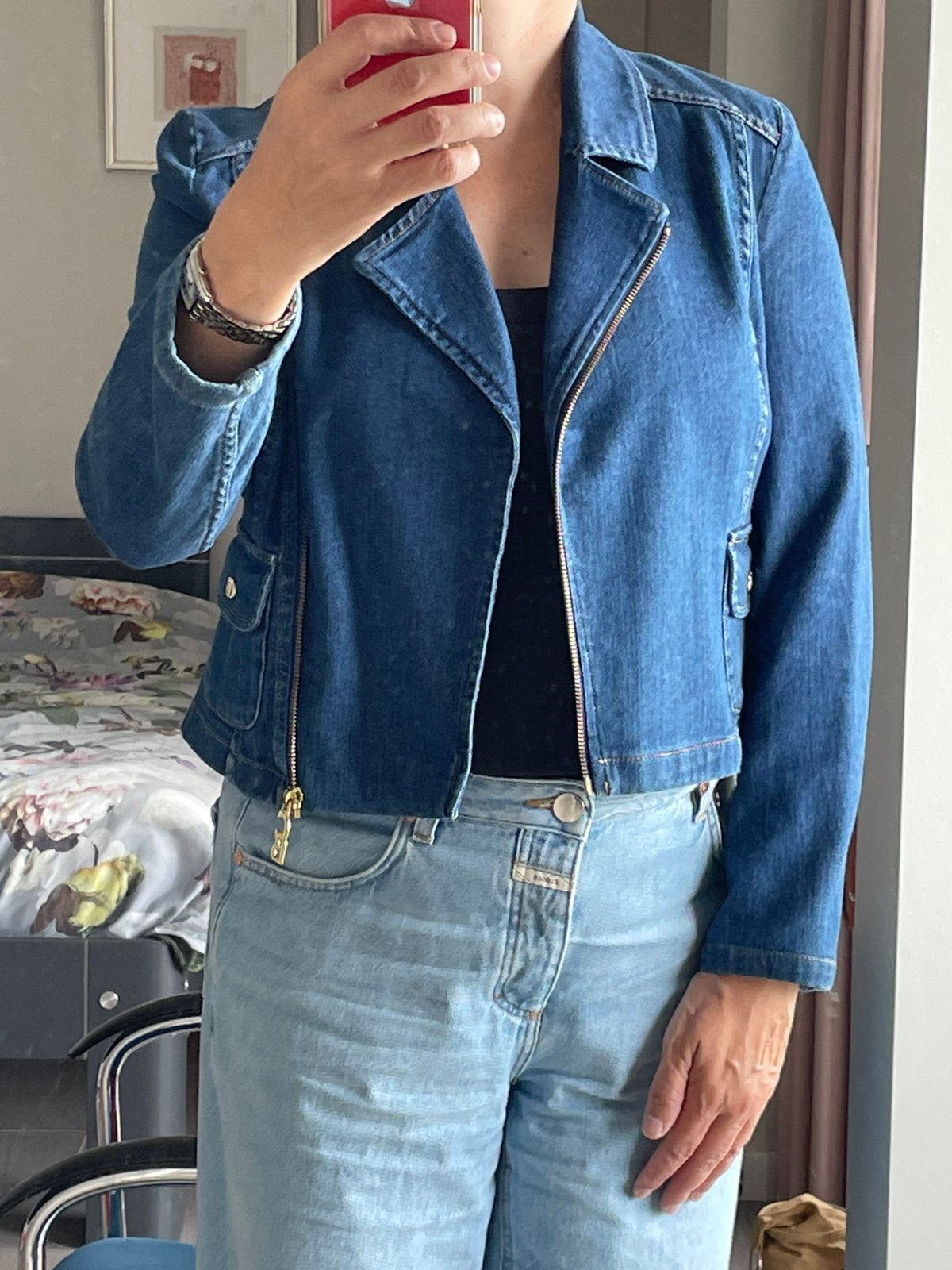 Caroline Biss spijkerjasje / jeansjasje, mt 36 (valt ruim), Kleding | Dames, Ophalen of Verzenden, Zo goed als nieuw, Maat 36 (S)