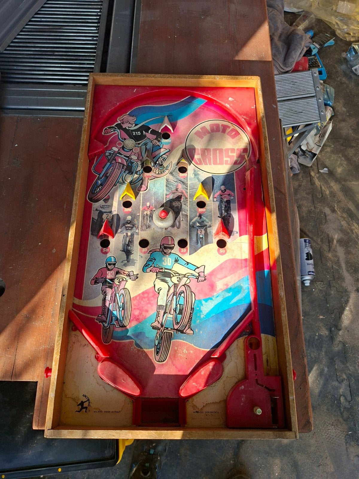 Vintage Moto Cross Flipperkast - Jaren '70 Speelgoed, Ophalen of Verzenden, Gebruikt