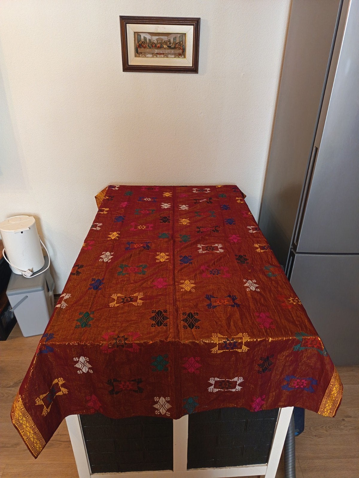 Exclusief Indonesisch Songket Tafelkleed/Wandkleed, Overige materialen, Gebruikt, Ophalen of Verzenden, Geweven