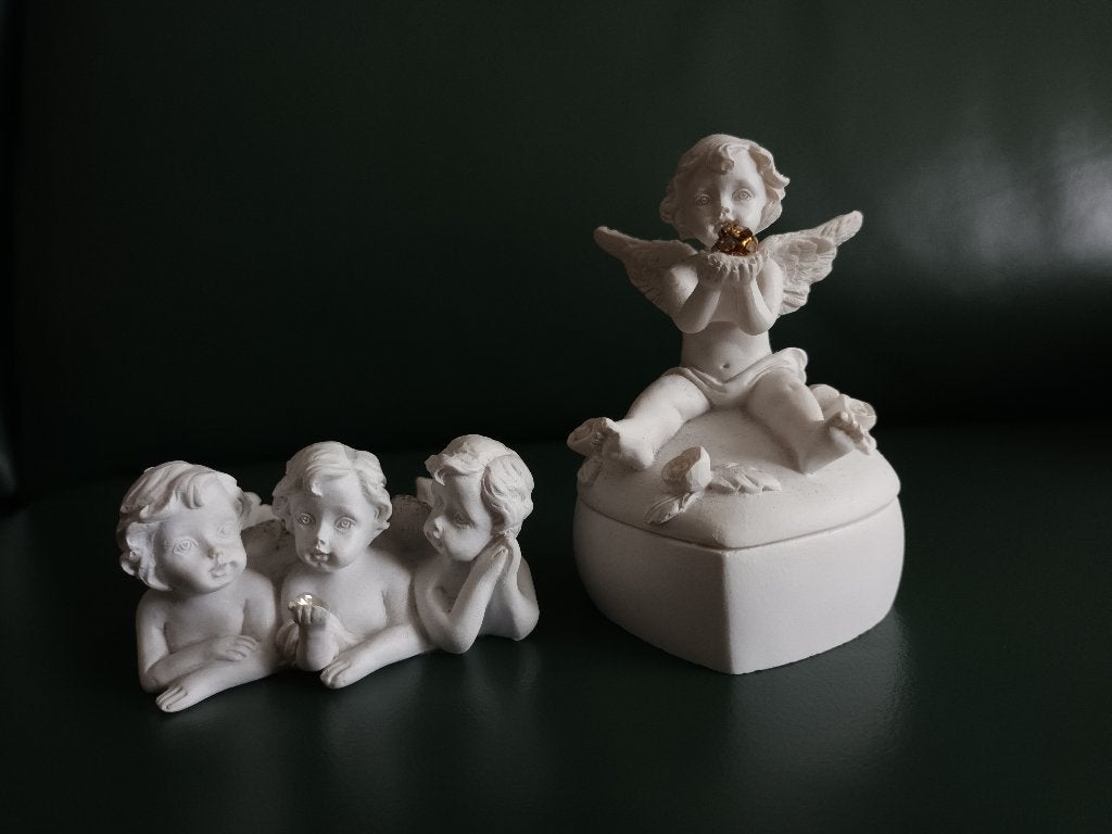 Set van 2 Engelen beeldjes - Religieus decoratie, Ophalen, Zo goed als nieuw, Religie