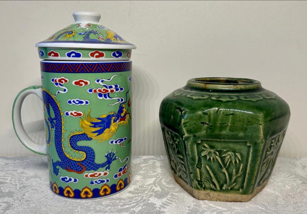 Antieke Chinese Groene Geglazuurde Gemberpot, Ophalen of Verzenden