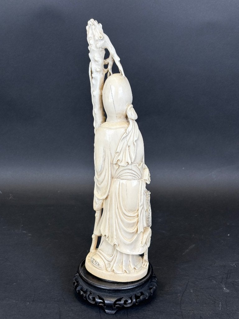 Chinese ivoren Shou Lao — God van de Lange Levensduur Cites, Ophalen, 20 - 50 cm, Overige materialen, Beeld