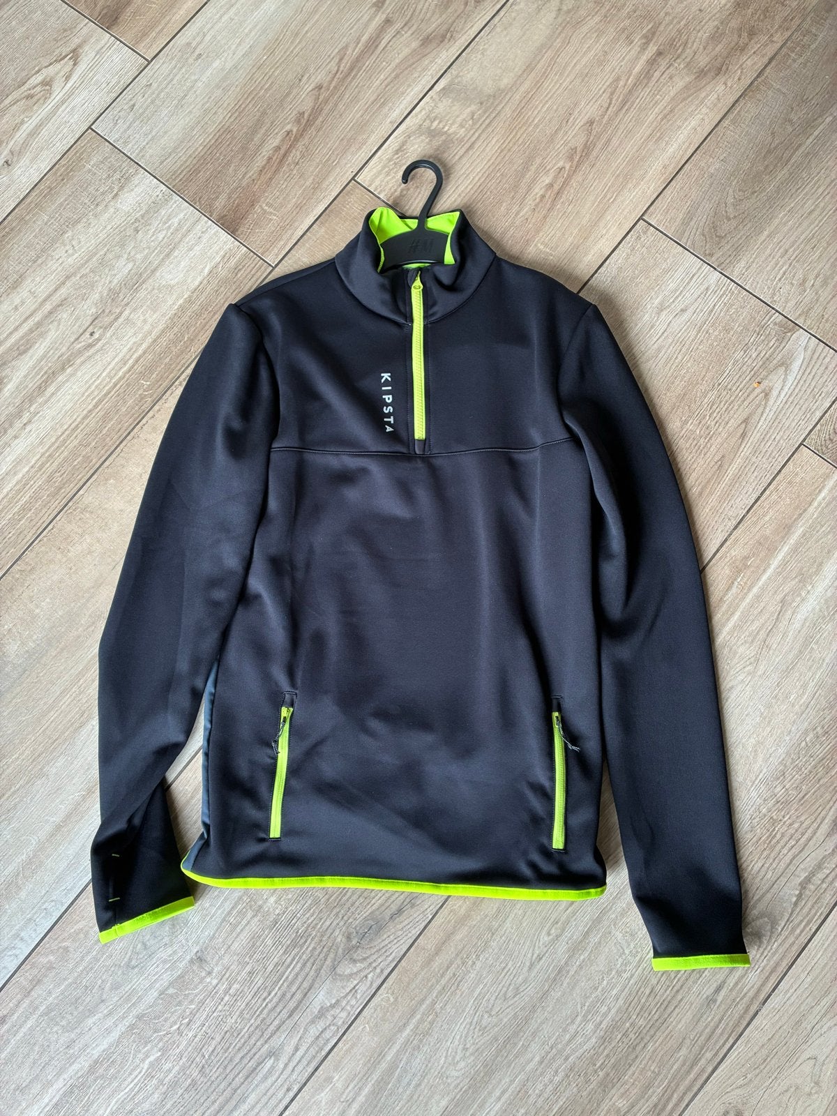 Kipsta sporttrui met rits - Zwart/Neon Geel, Zwart, Ophalen of Verzenden, Zo goed als nieuw, Algemeen