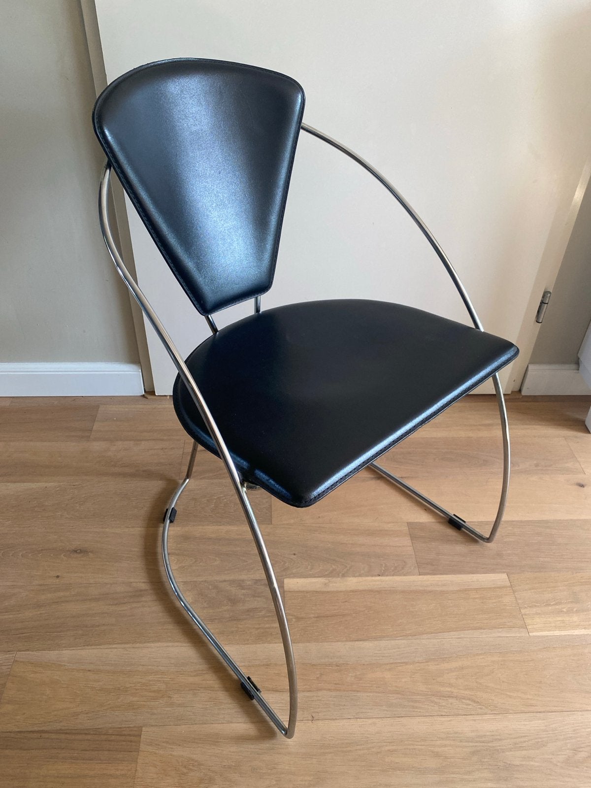 Arrben Effezeta stoel zwart chrome Italiaans design, Huis en Inrichting, Gebruikt, Zwart, Leer, Ophalen of Verzenden