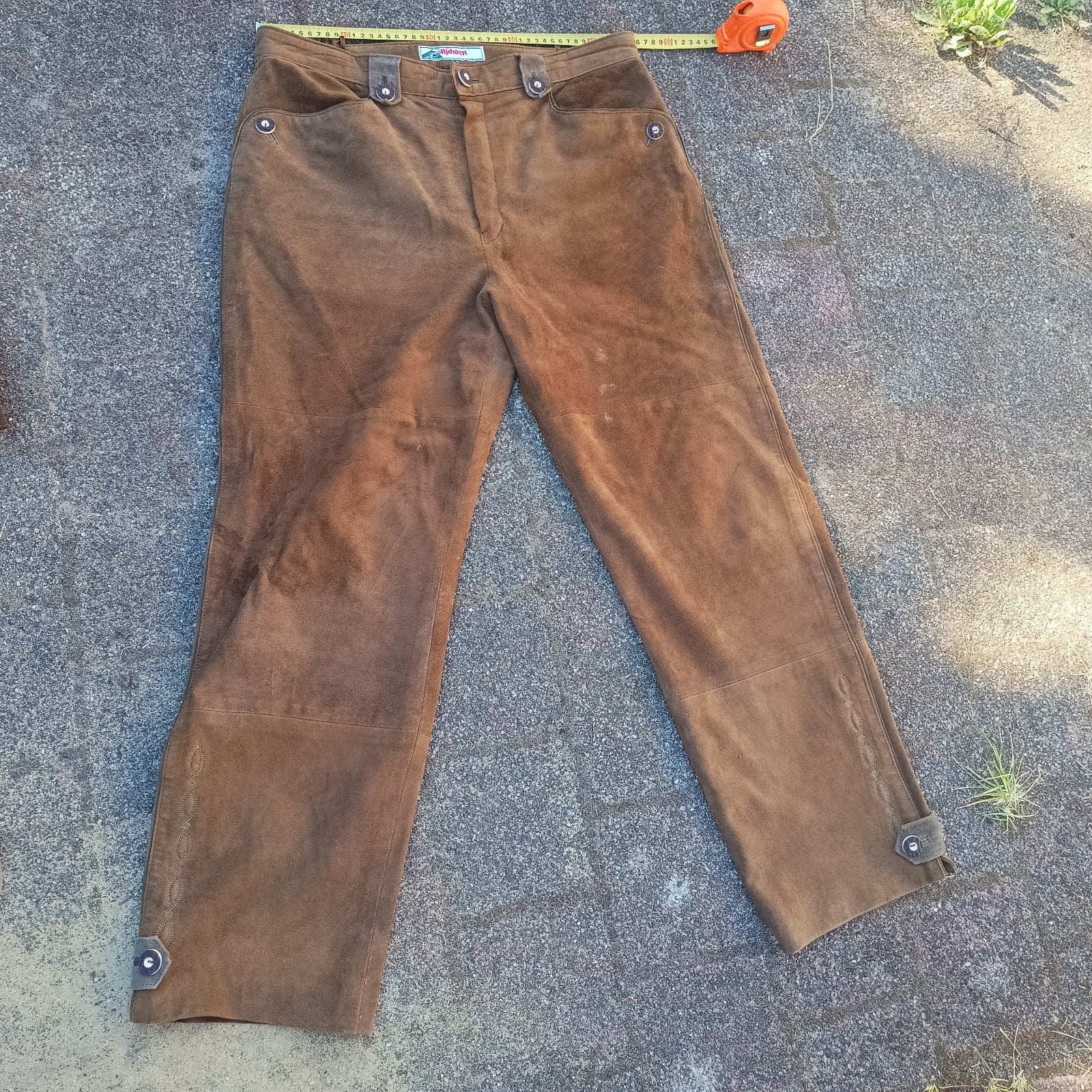 Lederhose 54 / 27 L Alphorn lang echt leer soepel zgan, Maat 52/54 (L), Alphorn, Ophalen of Verzenden, Kleding