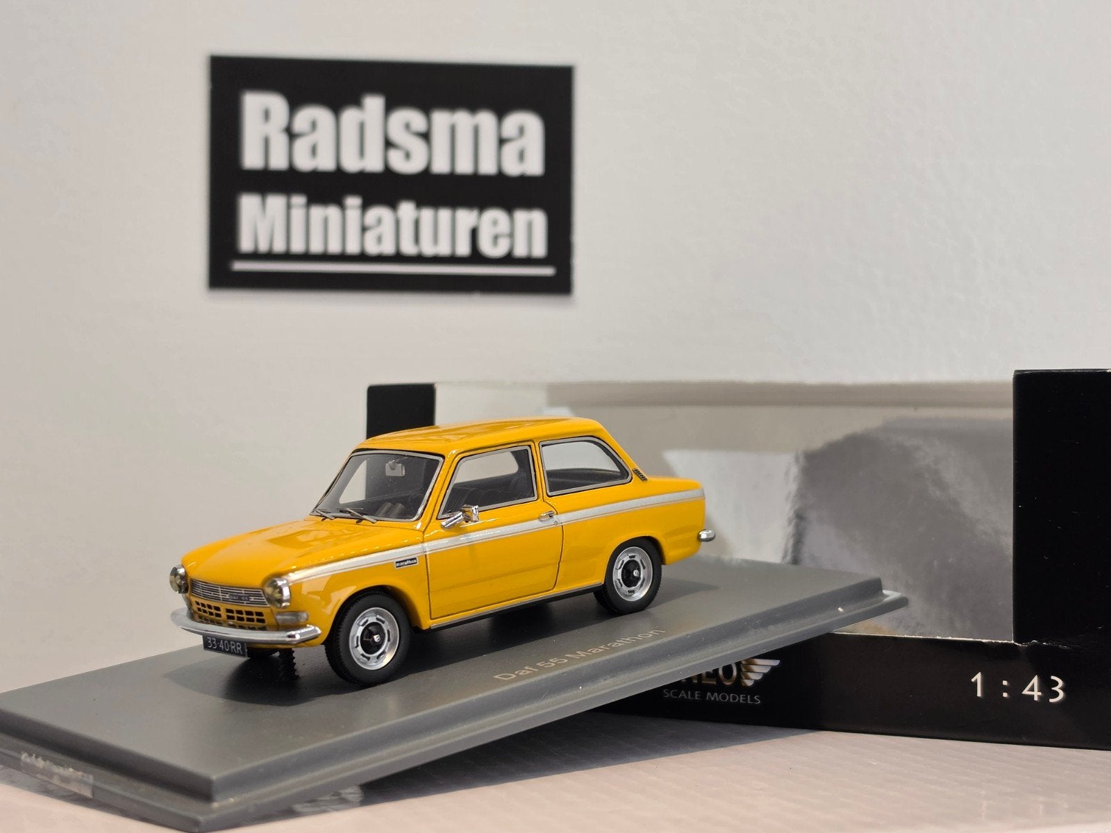 Daf 55 Marathon - Geel - 1:43 Neo Scale Models, Overige merken, Auto, Neo Scale Models, Ophalen of Verzenden