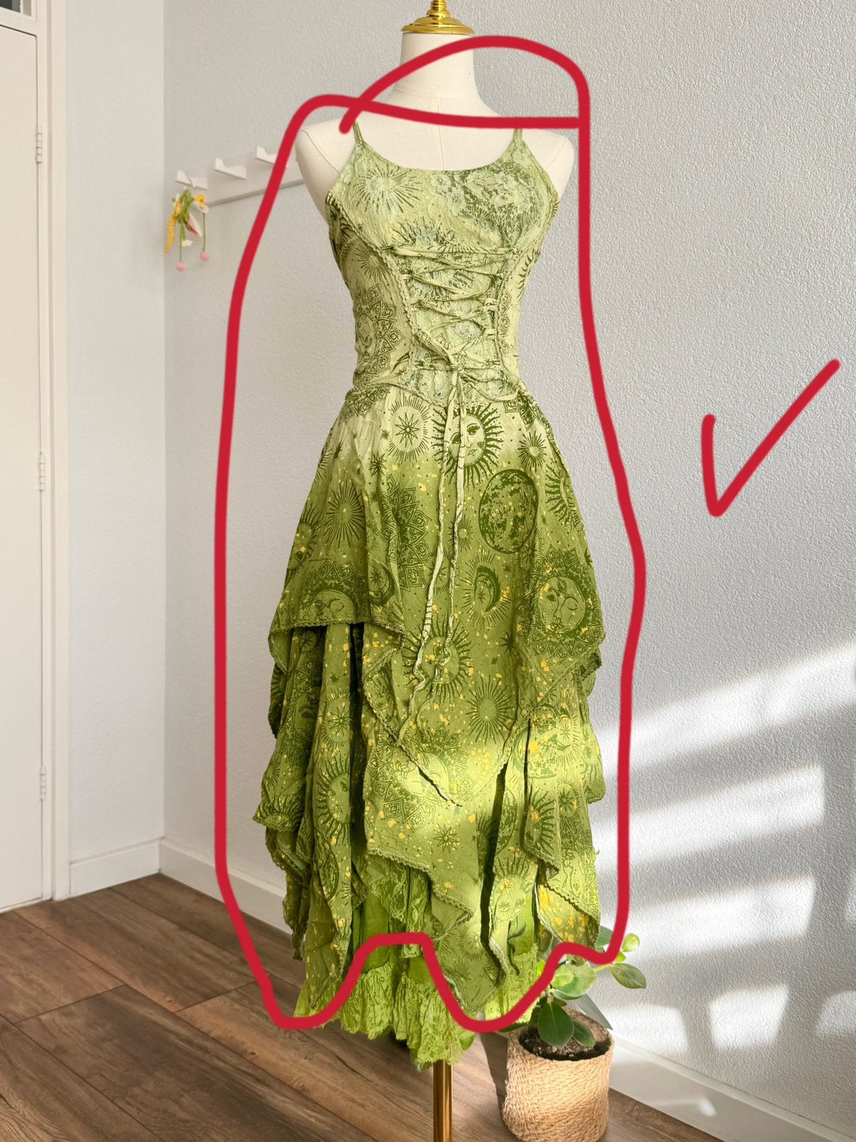 Green Fairy Hippie Dress cosplay elf vibe festival, Ophalen of Verzenden, Nieuw