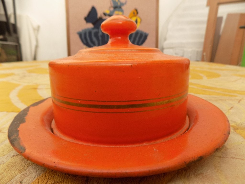 emaille botervloot vintage brocante tafelschikkingservies, Ophalen of Verzenden