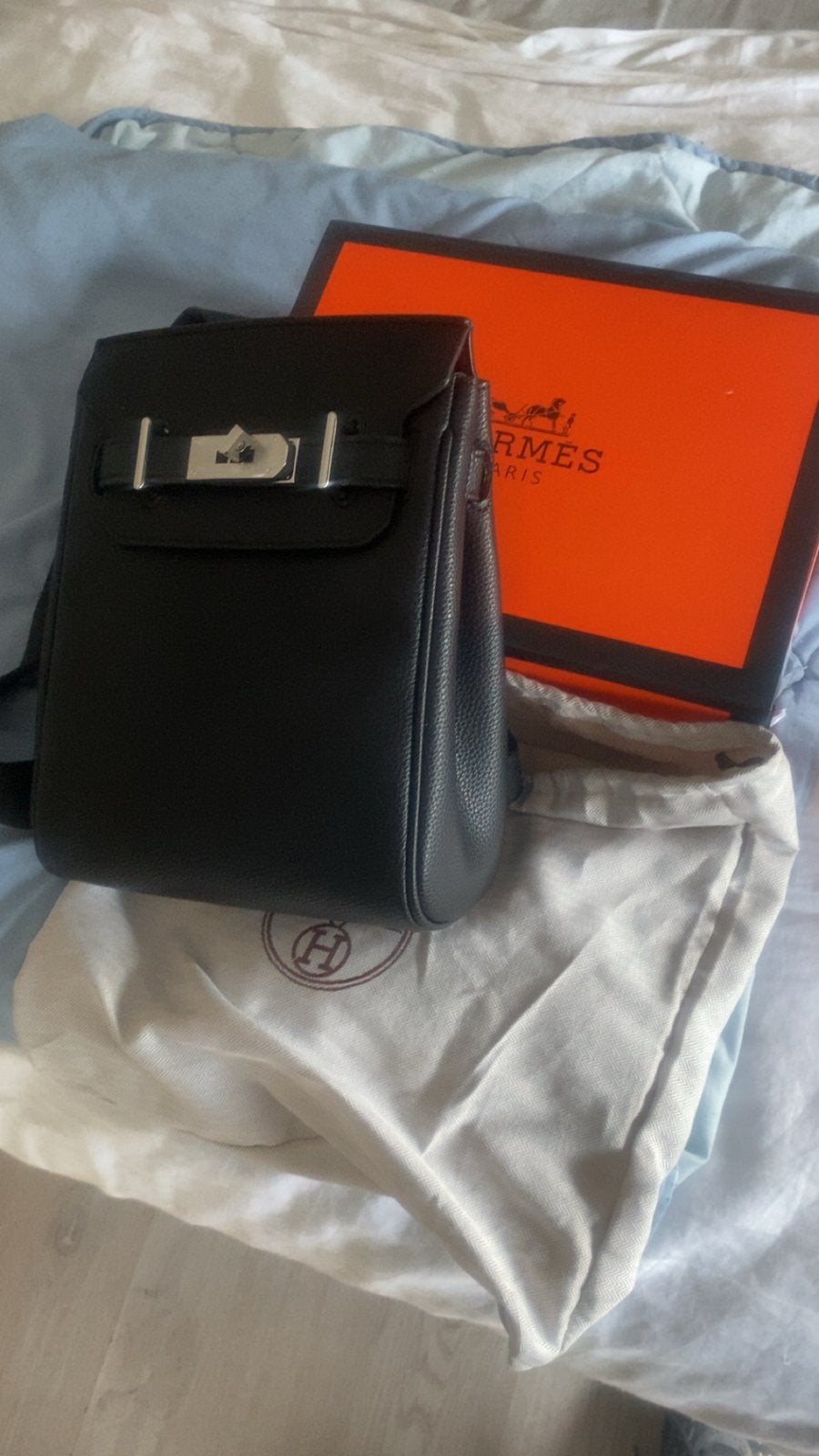 Hermès HAC à Dos PM Backpack Zwart Leer, Overige merken, Nieuw, Ophalen of Verzenden, Minder dan 25 cm