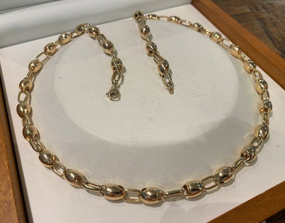 Prachtige 14K Gouden Ketting Fantasie Schakel // 62 cm, Ophalen of Verzenden, Zo goed als nieuw, Info@kleenedelmetalen.nl, Goud
