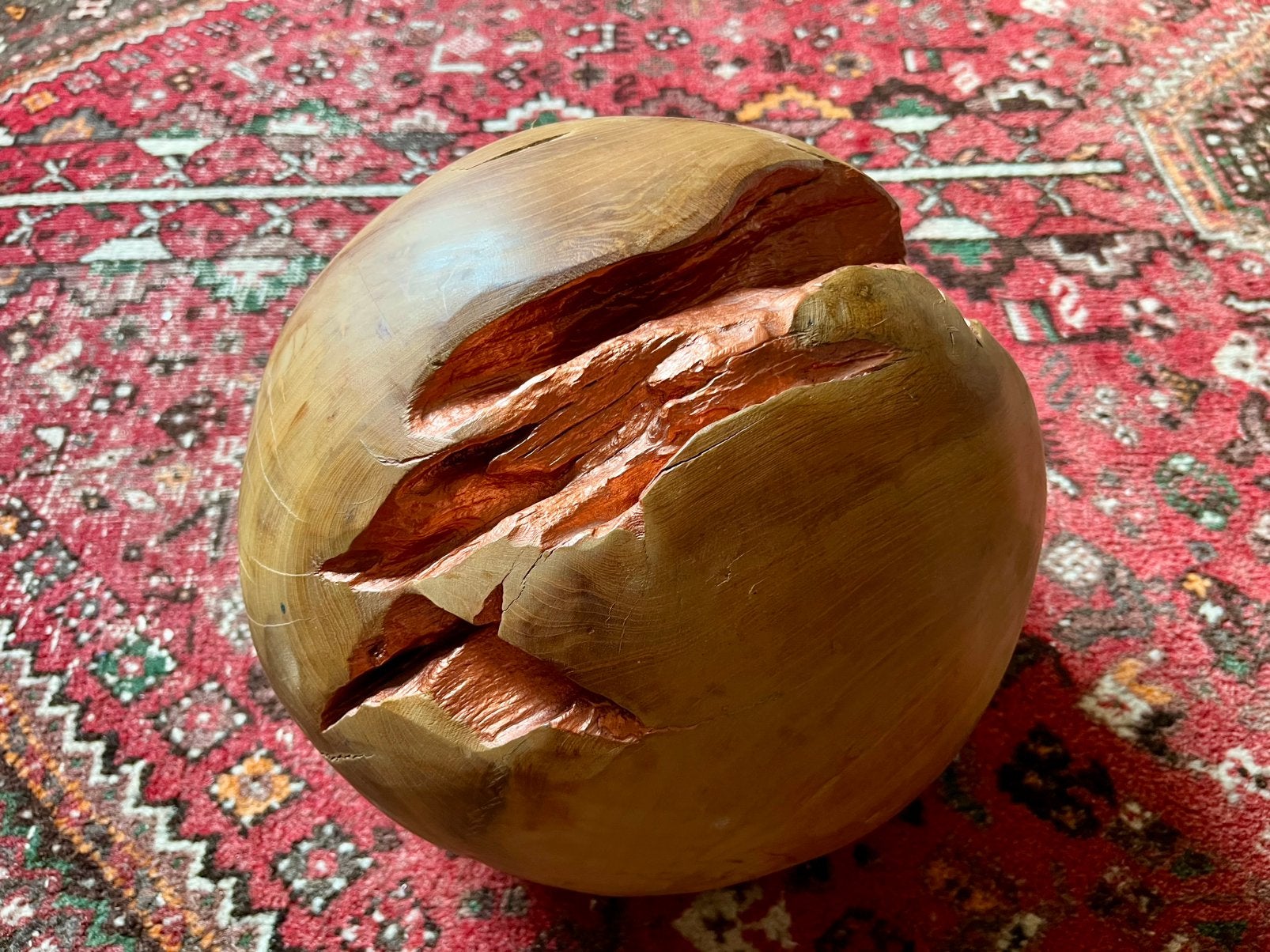 Prachtige grote teakhouten bal, Huis en Inrichting, Woonaccessoires | Overige, Ophalen, Gebruikt, Bruin, Hout
