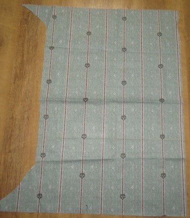 Vintage lap stof groen met beige strepen + kleine figuurtjes, Nieuw, Ophalen of Verzenden, 30 tot 120 cm, Katoen