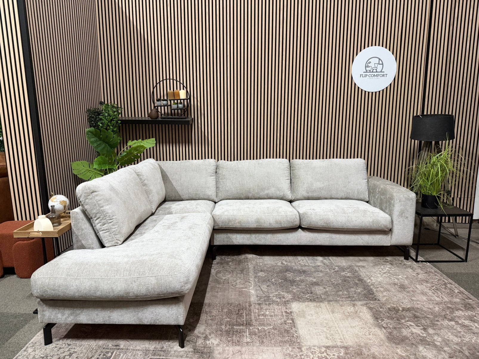 “GRATIS LEVERING” Nieuwe hoekbank! 260x205, Fluweel, nieuw, champagne kleur, grijs, 250 tot 300 cm, 125 tot 150 cm, Hoekbank
