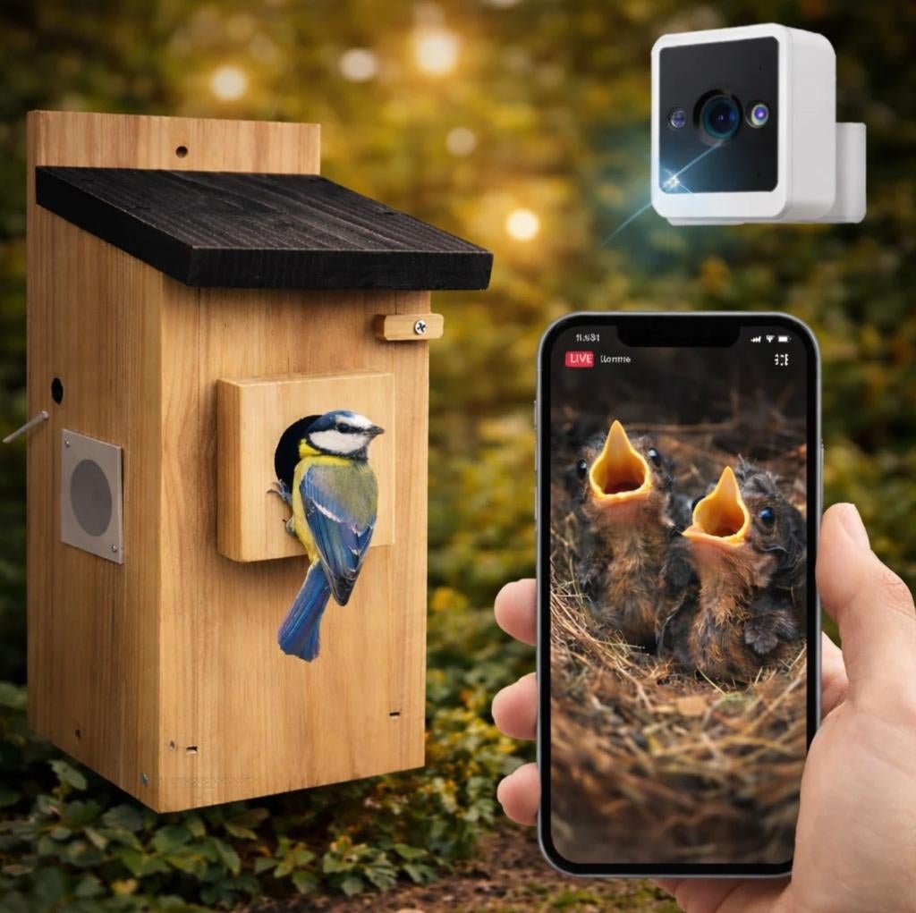 Vogelhuisje met Camera - ALLEEN VANDAAG KORTING!, Tuin en Terras, Vogelhuisjes en Vogelbaden, Nieuw, Verzenden