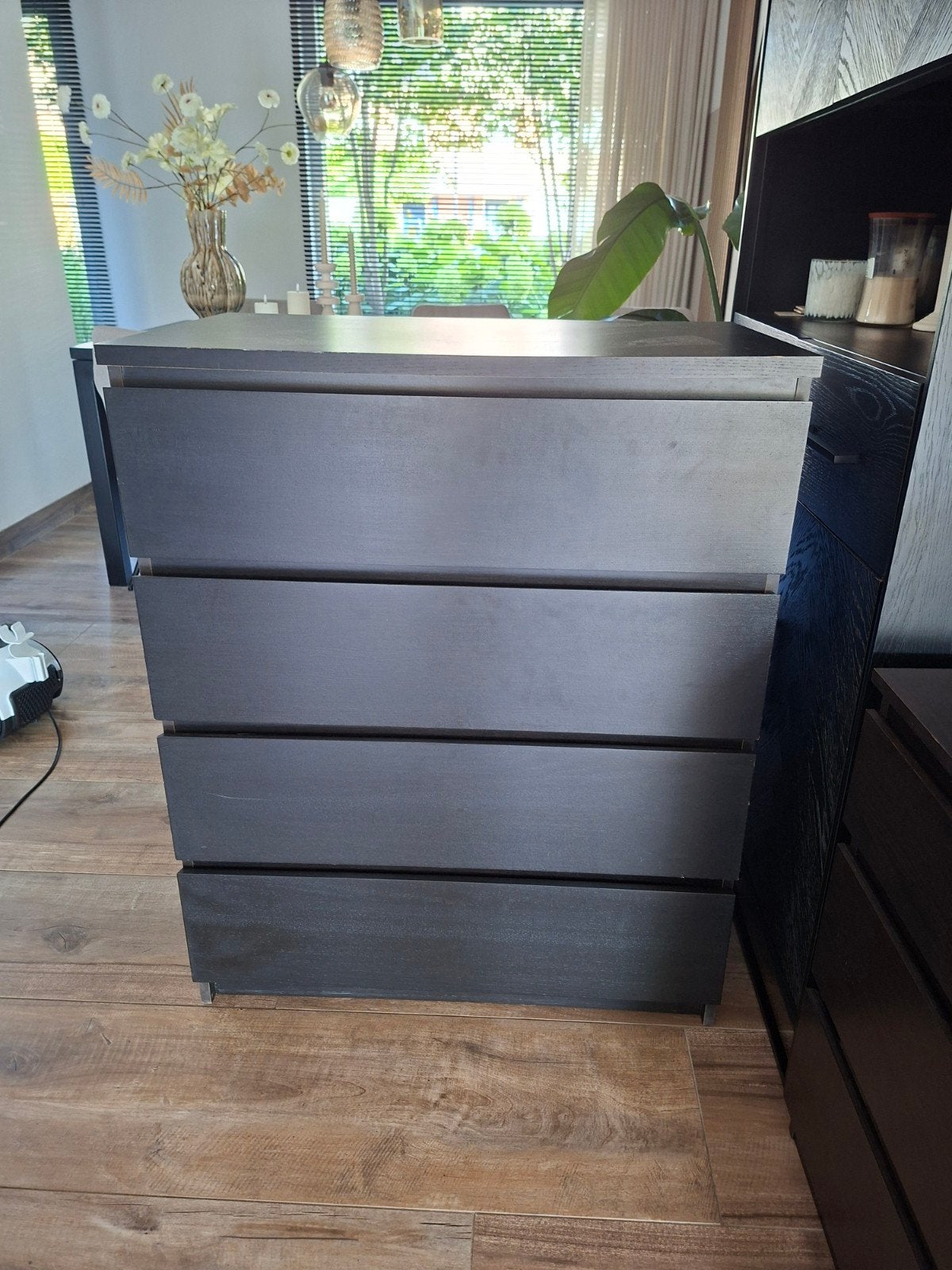 IKEA Malm ladekast - Zwartbruin, 4 lades, Ophalen, Gebruikt, 100 tot 150 cm, 50 tot 100 cm