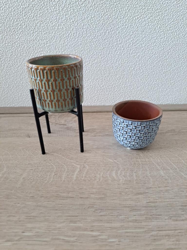 Mica Decorations mini bloempotten met standaard, Tuin en Terras, Bloempotten, Rond, Binnen, Ophalen of Verzenden, Zo goed als nieuw