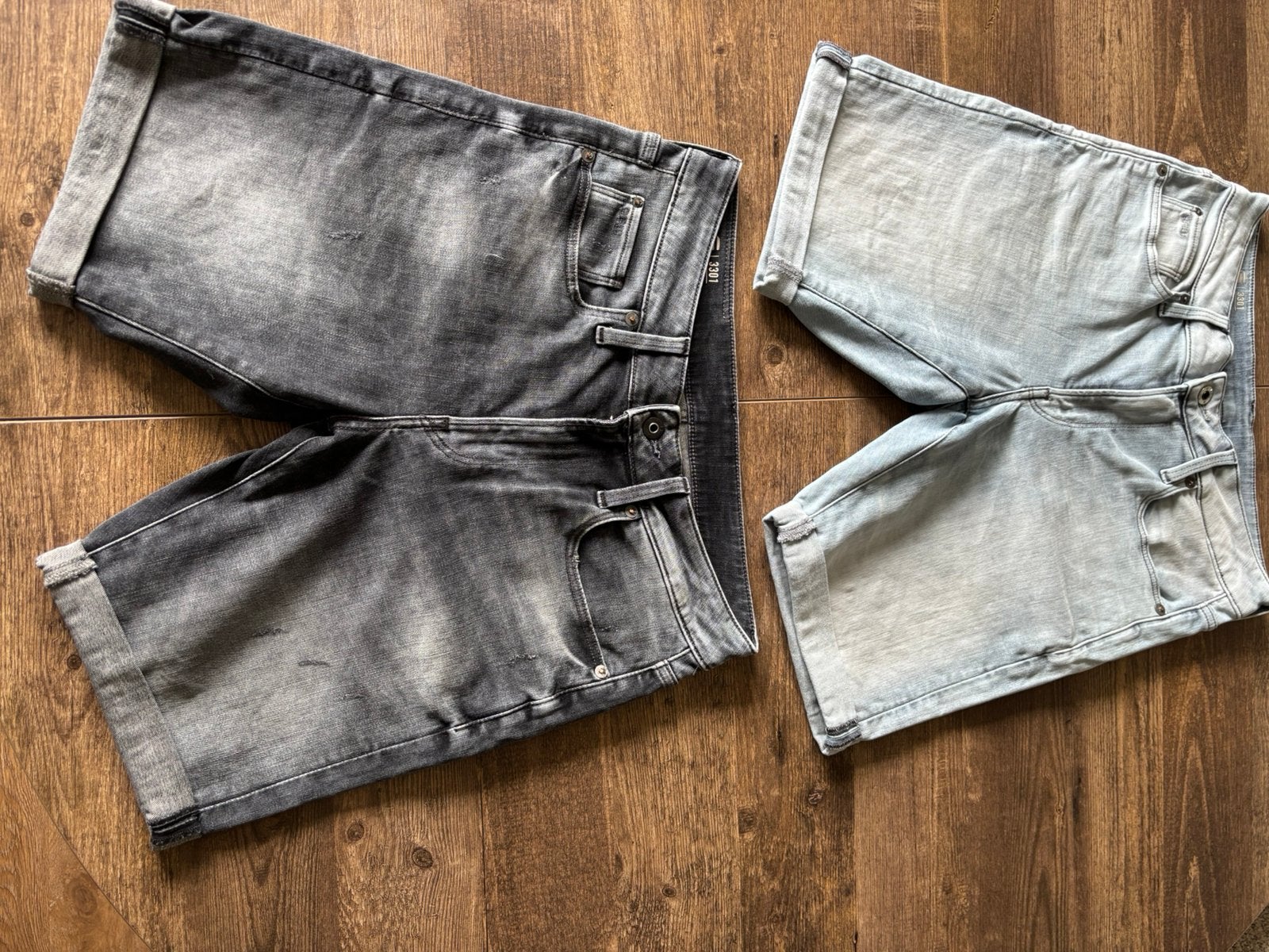 G-Star Raw 3301 slim jeans shorts maat 29 licht en donker, Ophalen of Verzenden, Zo goed als nieuw, Blauw, W32 (confectie 46) of kleiner