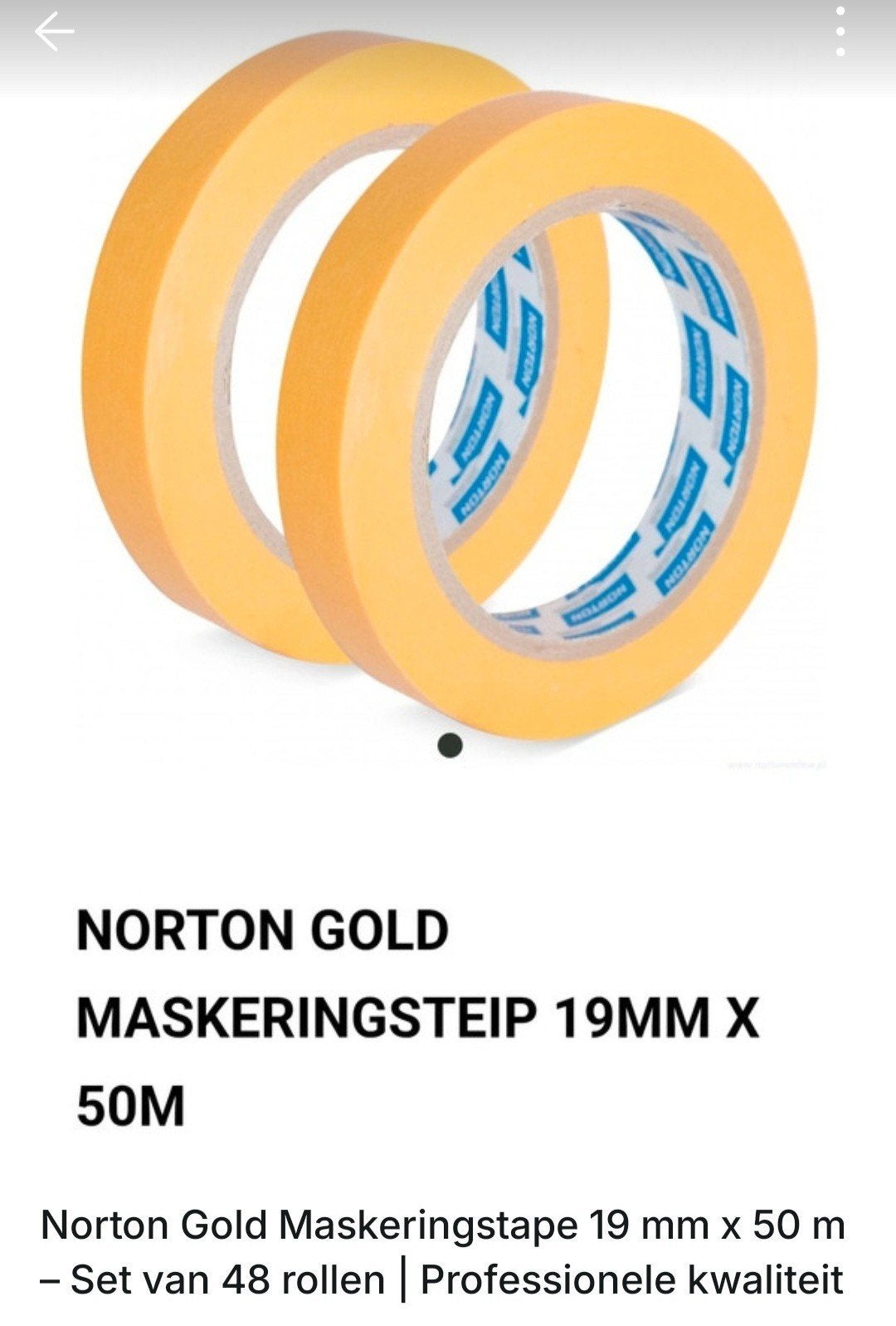 Norton Gold Maskeringstape 19mm x 50m - 48 rollen, Ophalen of Verzenden
