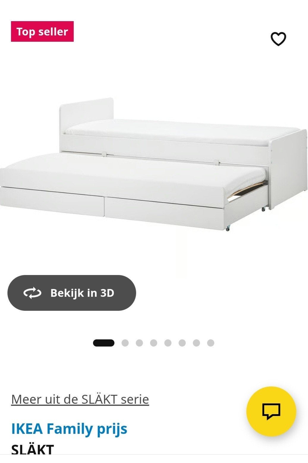 IKEA SLÄKT uitschuifbed met opbergruimte - Wit, Ophalen, 90 cm, Wit, Zo goed als nieuw