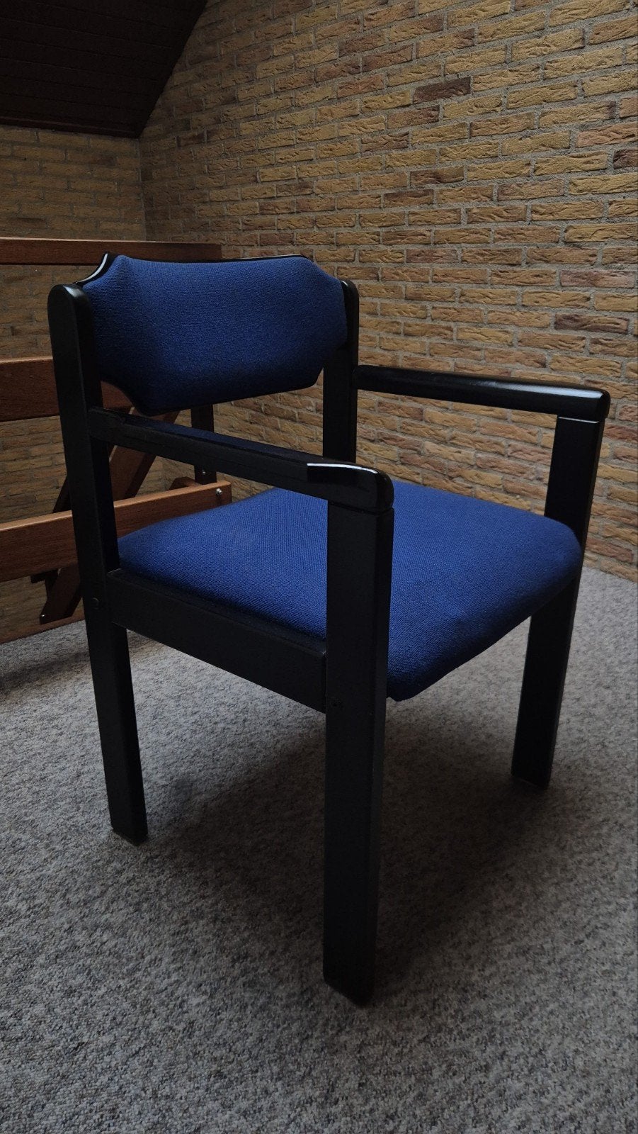 (8) Comfortabele blauwe (kantoor)stoelen met armleuningen, Huis en Inrichting, Stoelen, Ophalen, Gebruikt, Blauw, Stof