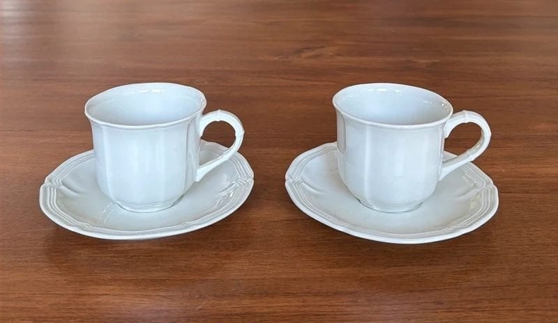 2 Villeroy & Boch Manoir espressokop en schotels, Villeroy & Boch, Ophalen of Verzenden, Zo goed als nieuw, Overige stijlen