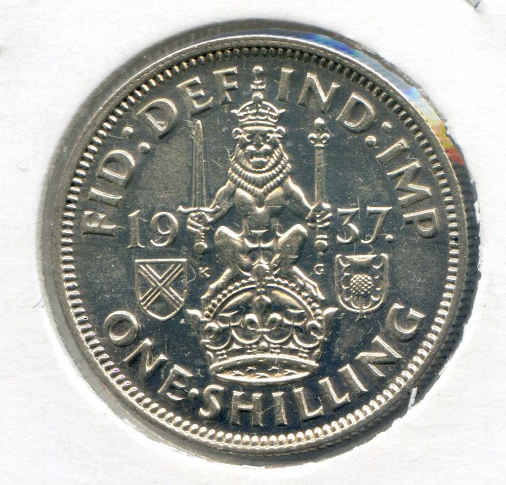 Groot-Brittannië 1 Shilling 1937 Schots, Ophalen of Verzenden, Overige landen, Zilver