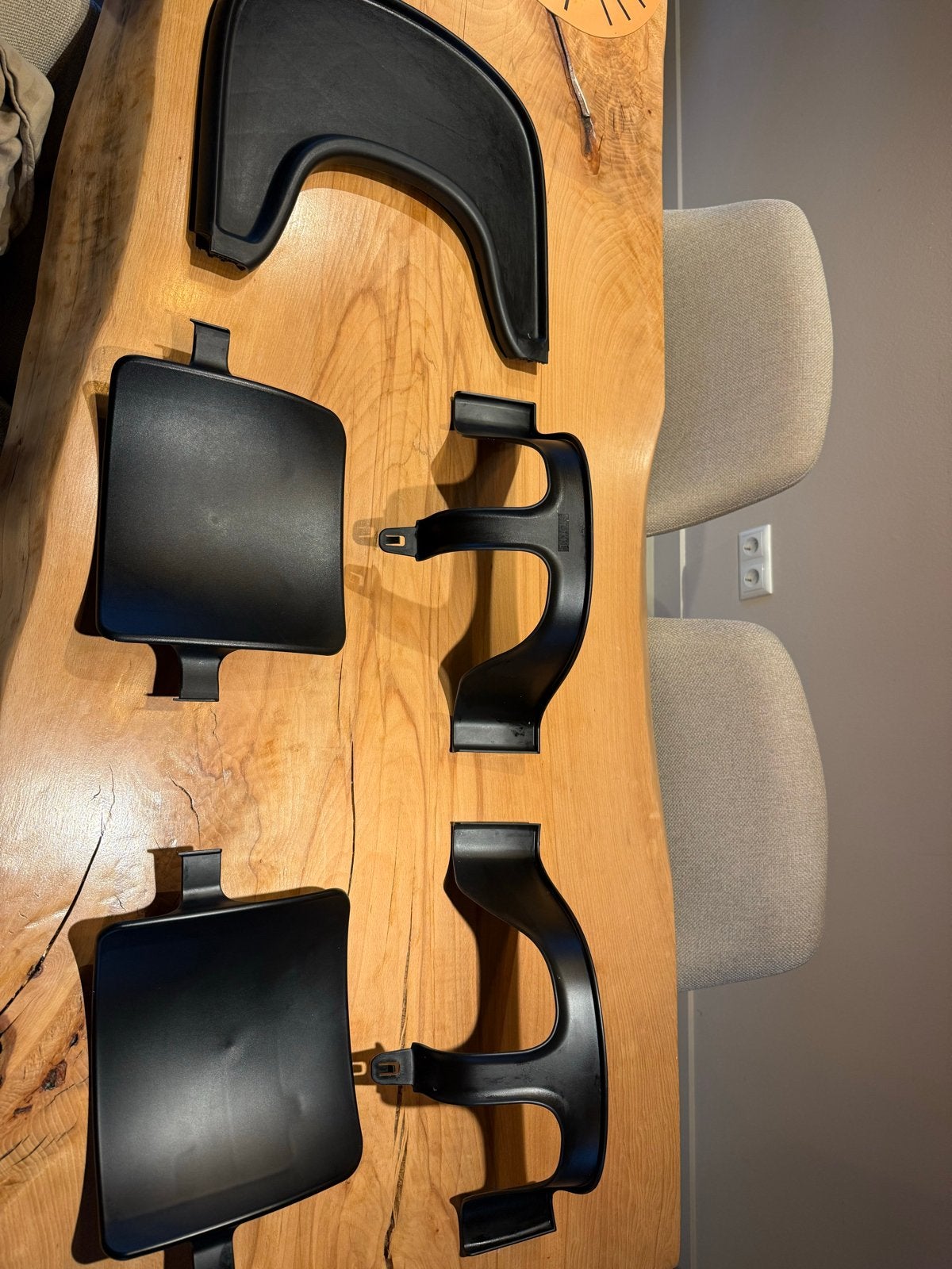 Stokke Tripp Trapp accessoires: rugleuning, zitje, tray, Kinderen en Baby's, Ophalen of Verzenden, Gebruikt, Meegroeistoel, Afneembaar eetblad
