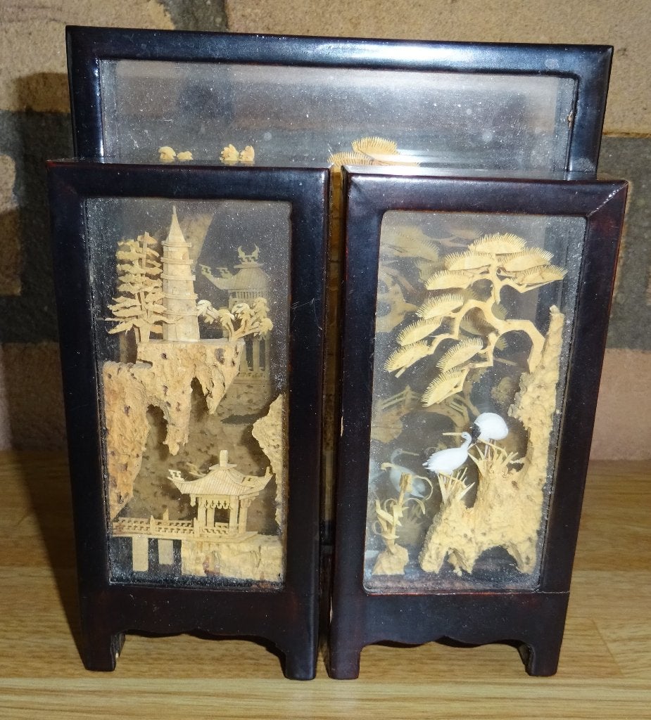 San You – Chinese Kunst – landschap van kurksnijwerk – D, Houtsnijwerk, Natuurlijk materiaal, Ophalen of Verzenden, Handgemaakt