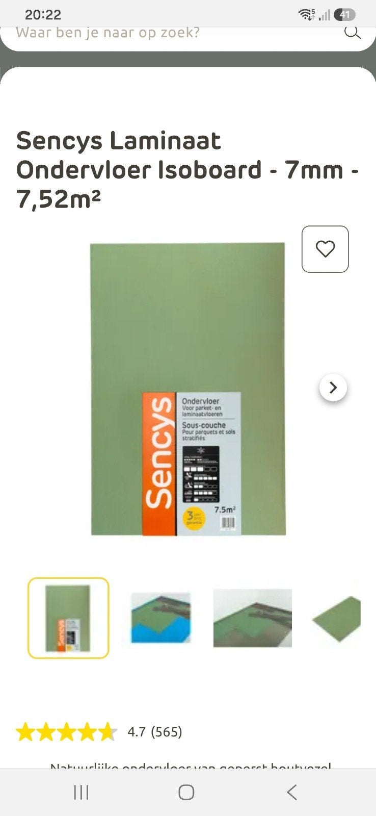 ondervloer voor laminaat, Ophalen, Overige materialen, 30 cm of meer, 50 tot 150 cm