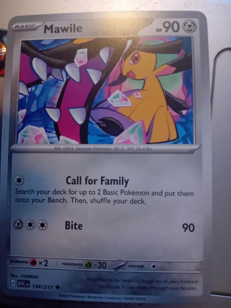 Mawile Pokémon Kaart - Basic HP 90, Ophalen of Verzenden, Gebruikt, Losse kaart, Foil