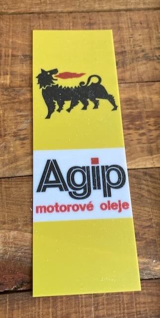 AGIP olie  lichtbak plaatje reclamebord  35x13 cm kunststof, Verzamelen, Ophalen of Verzenden, Zo goed als nieuw, Auto's
