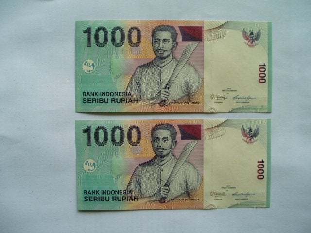 1758. Indonesia, 2 X 1.000 rupiah 2011(2000) UNC Pattimura., Verzenden, Zuidoost-Azië, Setje