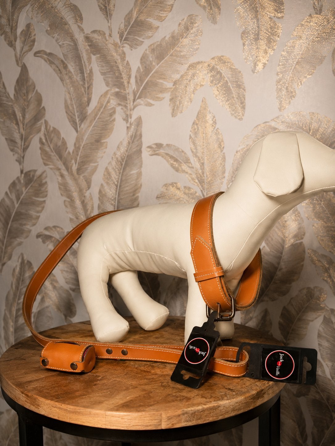 Jack & Vanilla – Leren Halsband + Riem Set cognac limited!, Ophalen of Verzenden, Nieuw, Hondenriem