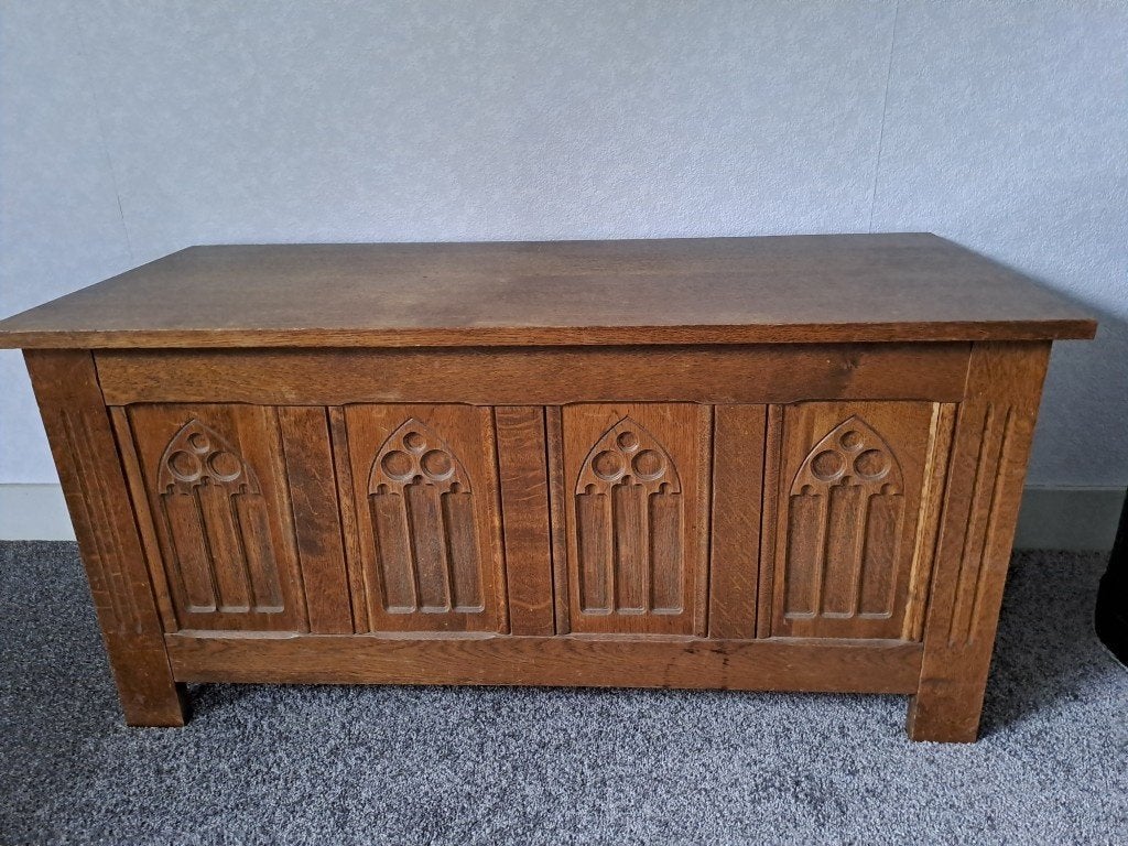 eiken dekenkist, opbergkist, Huis en Inrichting, Ophalen, 50 – 75, Minder dan 50 cm, Gebruikt