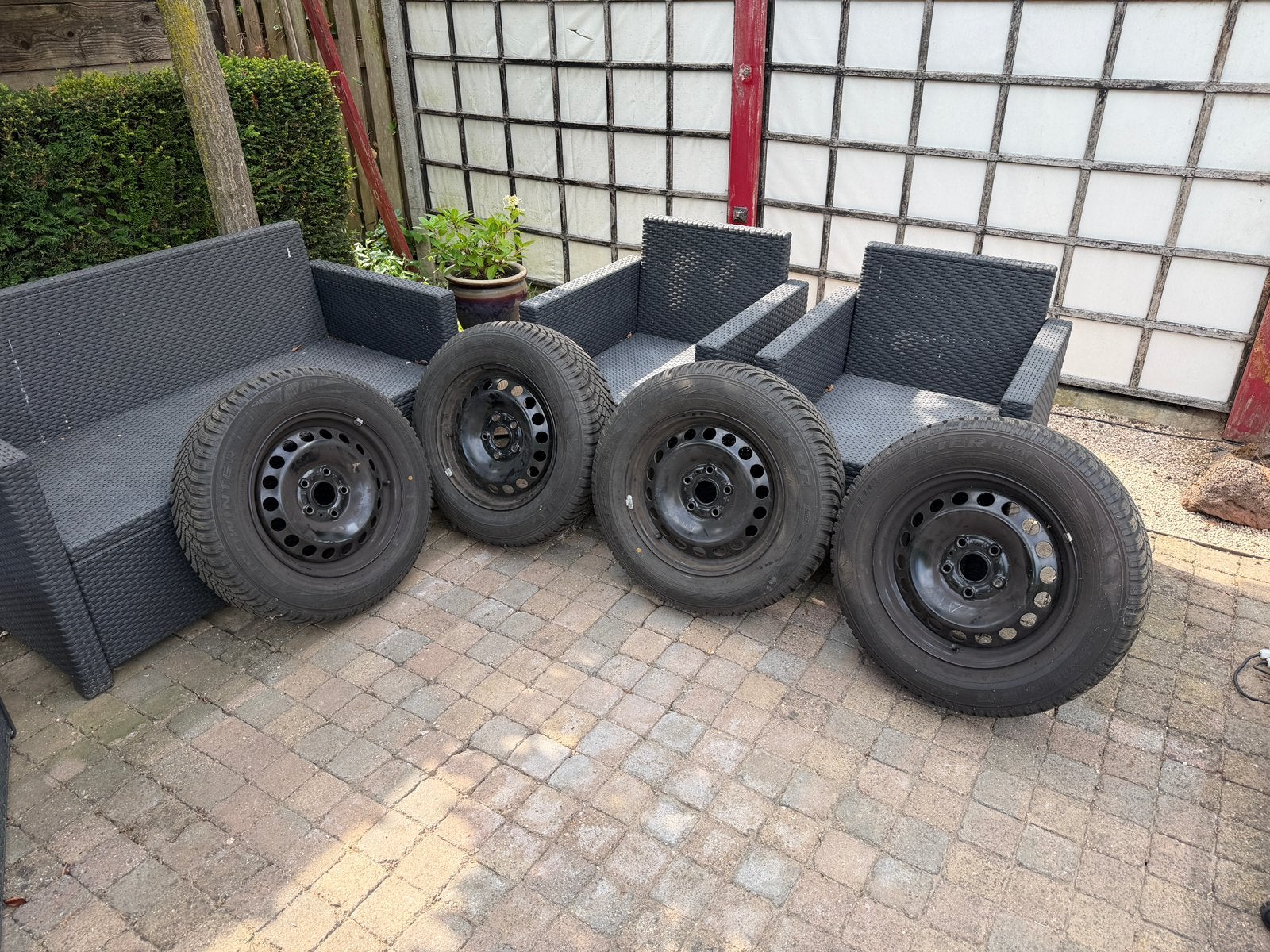 Falken Eurowinter HS01 winterbanden 165/65 R15 stalen velgen, Ophalen, Gebruikt