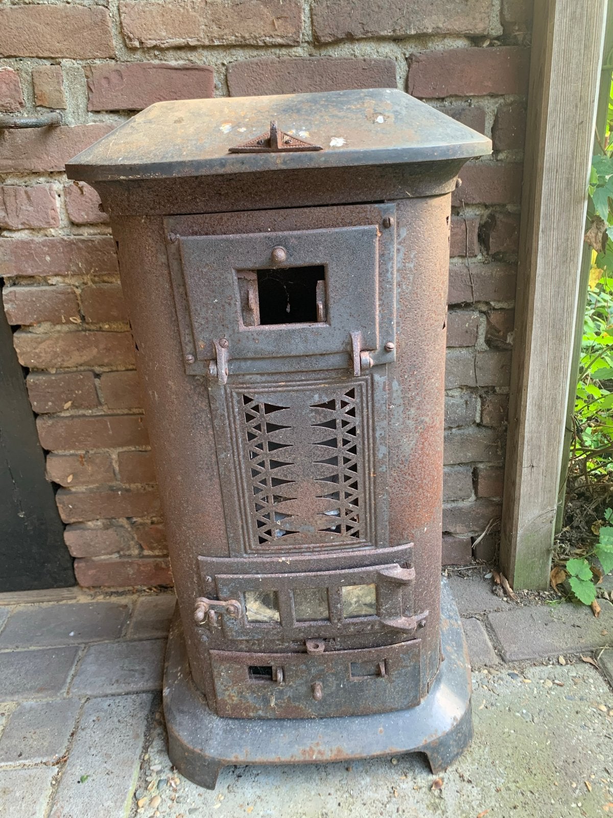 Antieke Kon. Haarden Fabr. E.M. Jaarsma Kolenkachel, Ophalen, Gebruikt, Overige brandstoffen, Vrijstaand