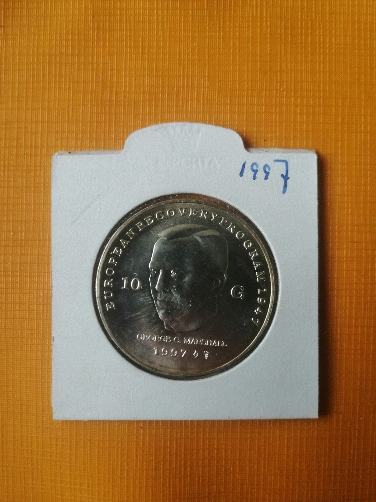 Zilveren munt Koningin Beatrix 1997 - George C. Marshall, Postzegels en Munten, Munten | Nederland, Koningin Beatrix, Zilver, Losse munt