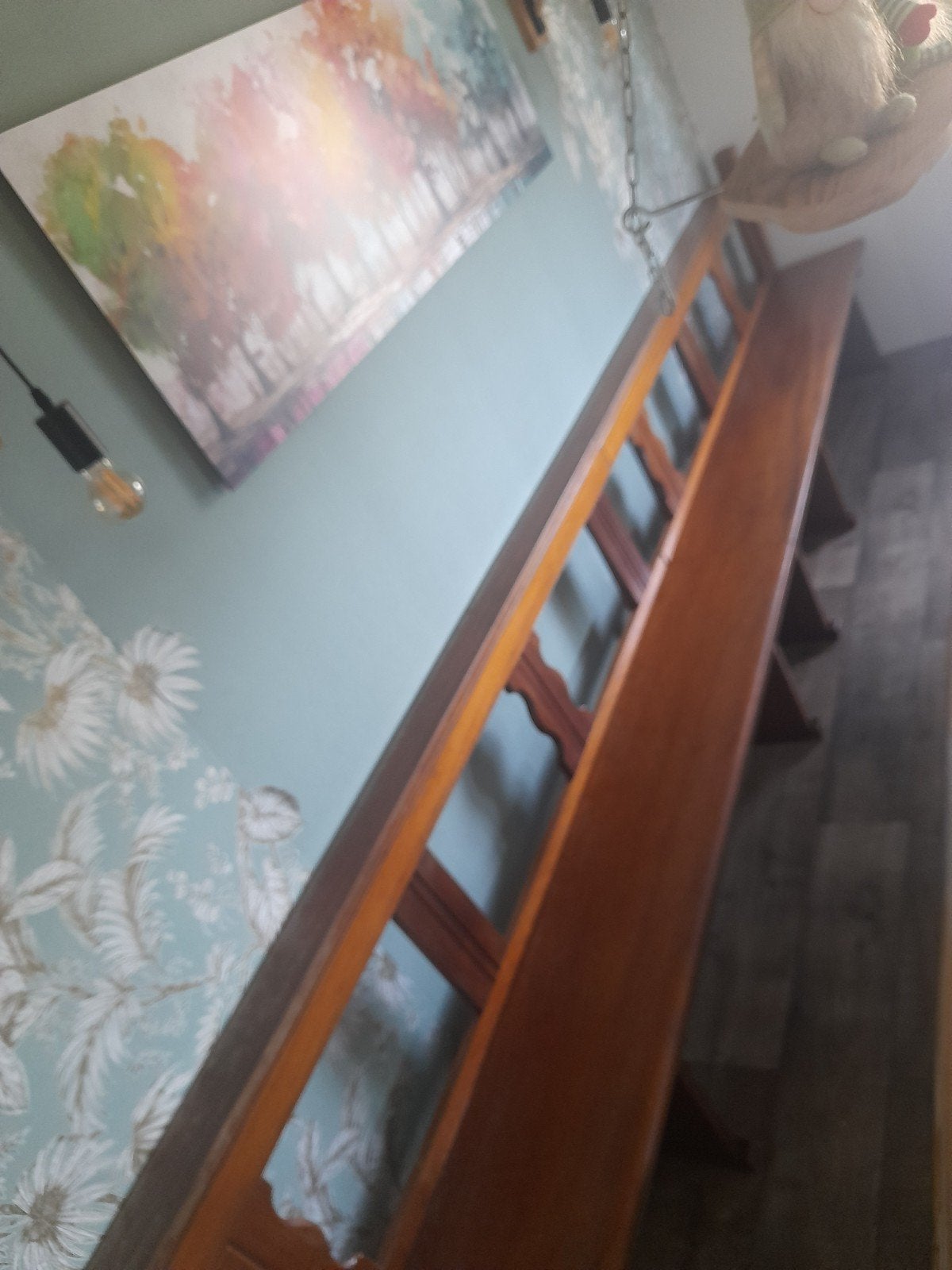 Vintage houten kerkbank / halbank - 2 delen, Huis en Inrichting, Ophalen, Gebruikt
