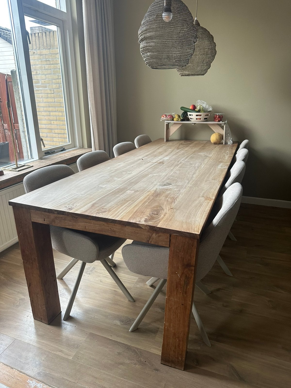 Grote teakhouten leeftafel, Huis en Inrichting, Tafels | Eettafels, Ophalen, Gebruikt, Teakhout, 200 cm of meer