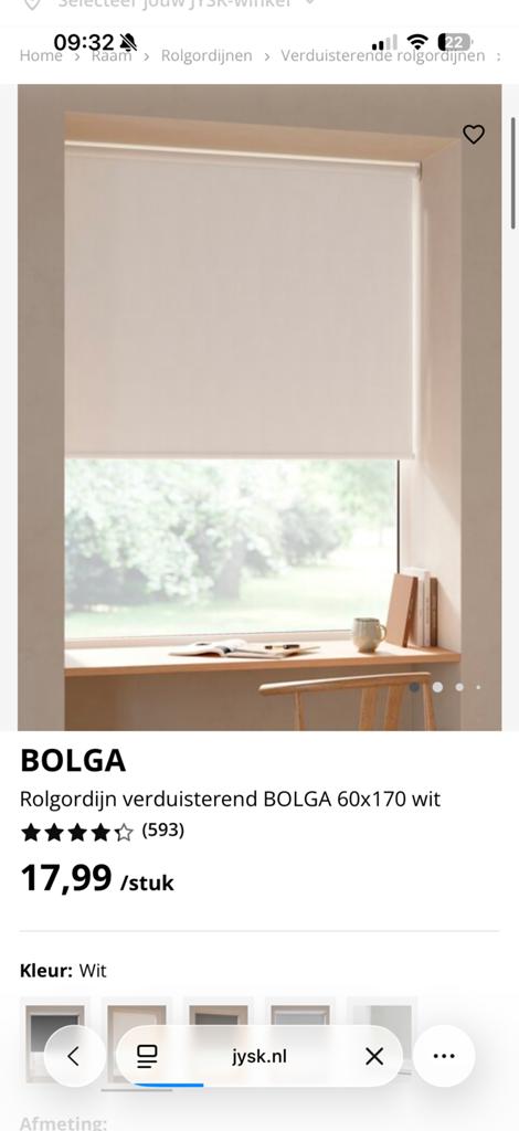 2x BOLGA Verduisterende Rolgordijnen Wit - Nieuw in verpakki, Ophalen, Zo goed als nieuw, Wit