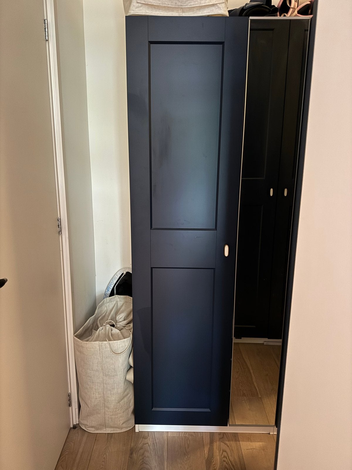 Ikea Pax Kastdeuren (2) GRIMO Donkerblauw/Navy 50x195 cm, Ophalen, Minder dan 50 cm, Gebruikt, Minder dan 25 cm