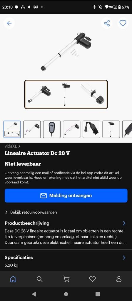 vidaXL Lineaire Actuator DC 28V - Nieuw in doos, Doe-het-zelf en Verbouw, Ophalen of Verzenden, Nieuw