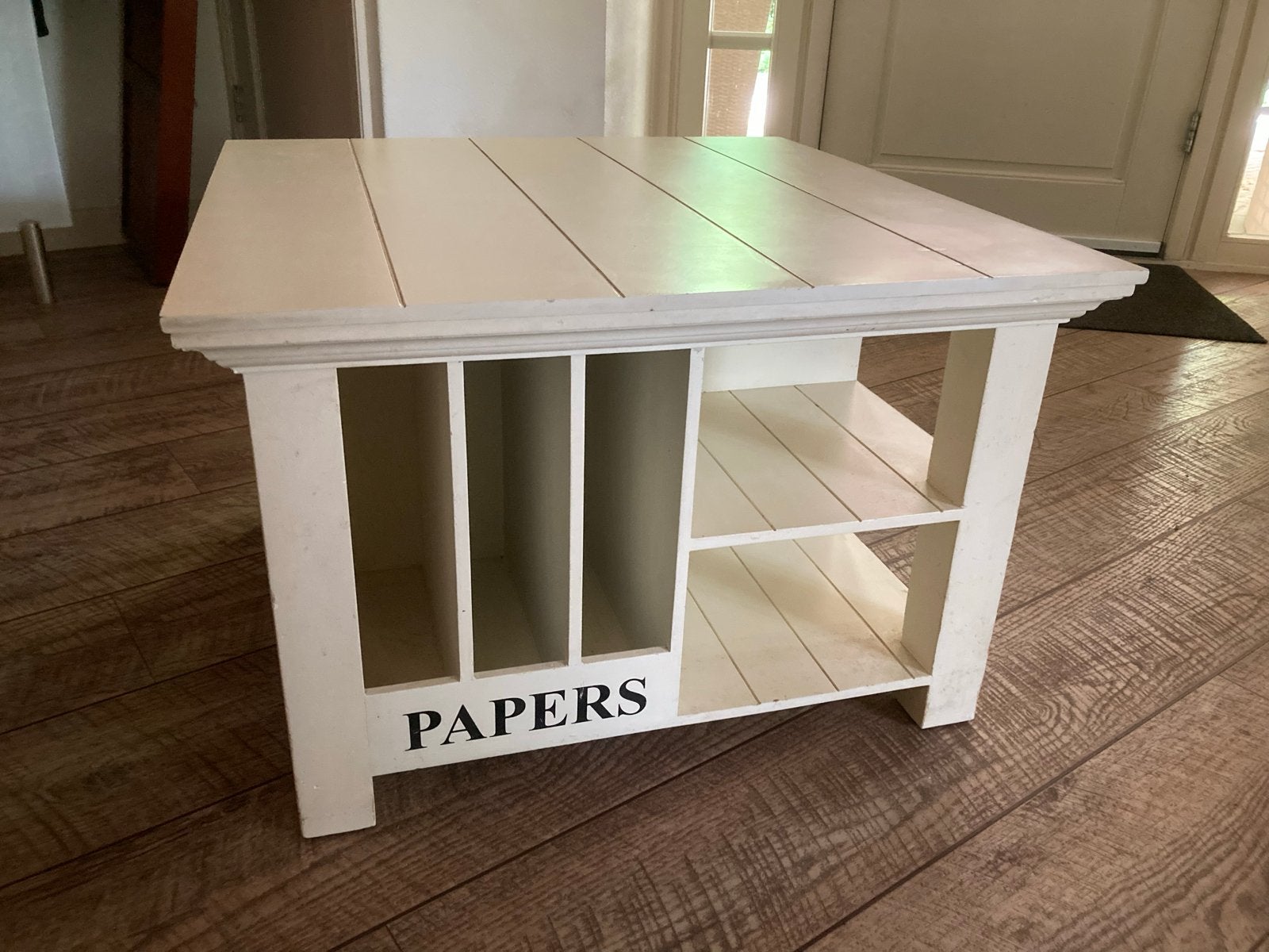 Rivièra Maison salontafel wit met gebruiksporen, Ophalen, Gebruikt, 100 tot 150 cm, Vierkant