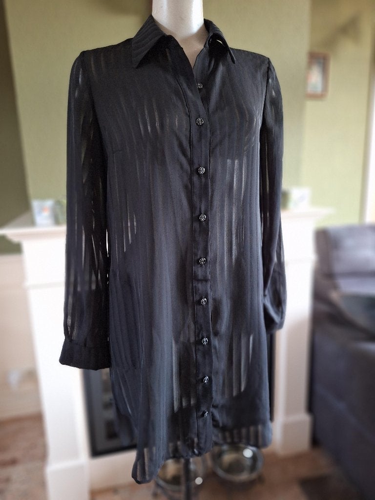 Eroke zwarte transparante blouse IT 42 NL 38, Maat 38/40 (M), Verzenden, Zwart, Zo goed als nieuw