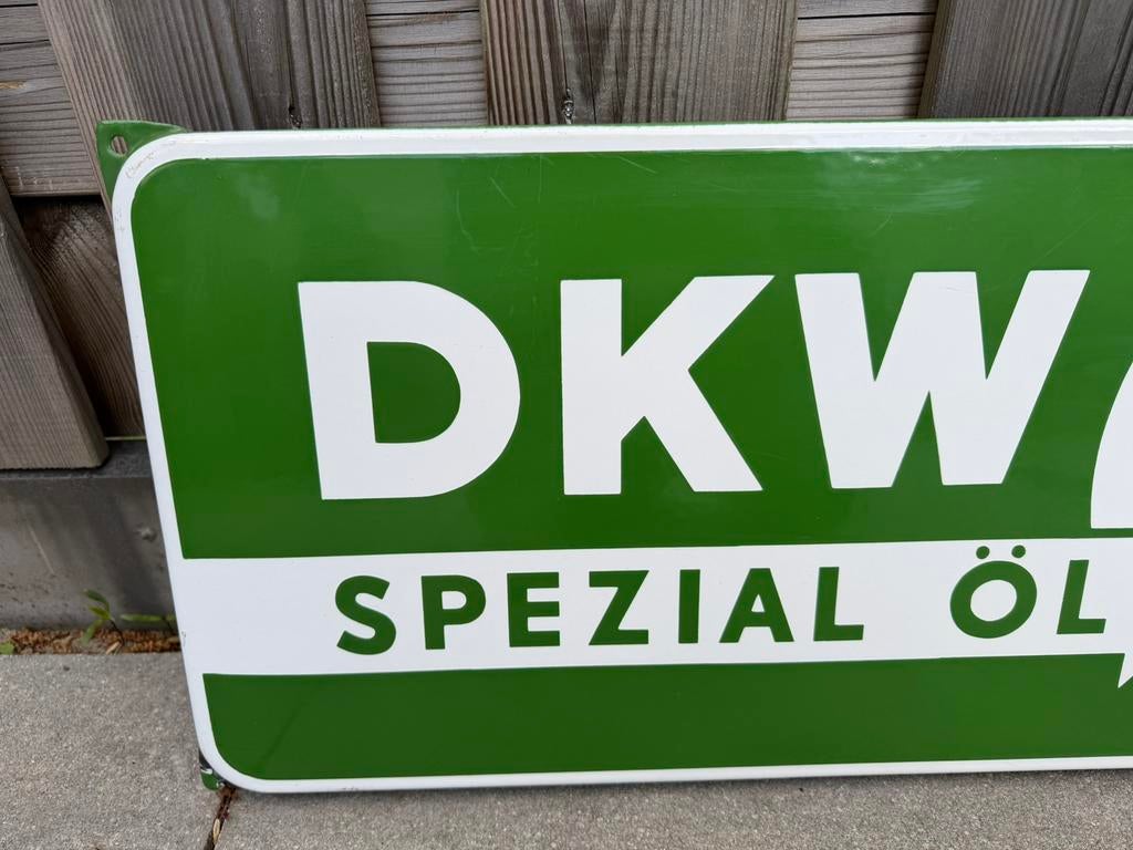 DKW emaille reclamebord, Reclamebord, I, Ophalen of Verzenden, Zo goed als nieuw