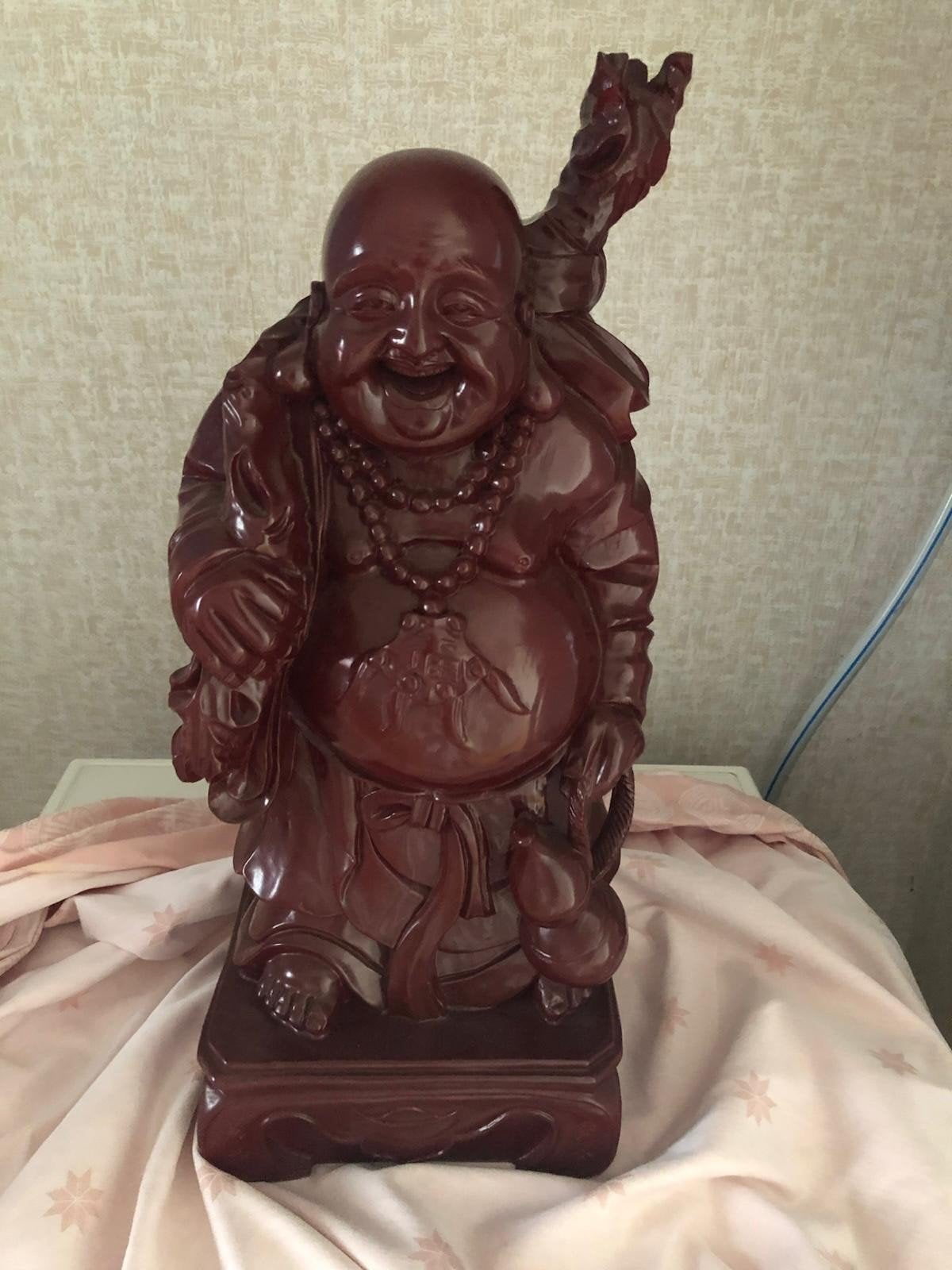 chinese Boeddha beeld, rood, decoratie, Ophalen of Verzenden, Gebruikt, Overige materialen, Rood