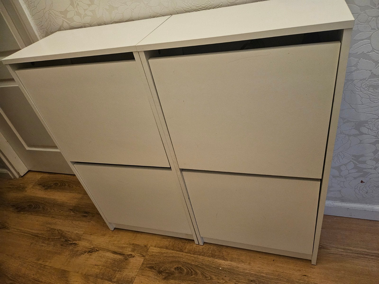 IKEA BISSA Schoenenkast 2 vakken, wit 2 stuks, Huis en Inrichting, Ophalen, Gebruikt, Modern, functioneel