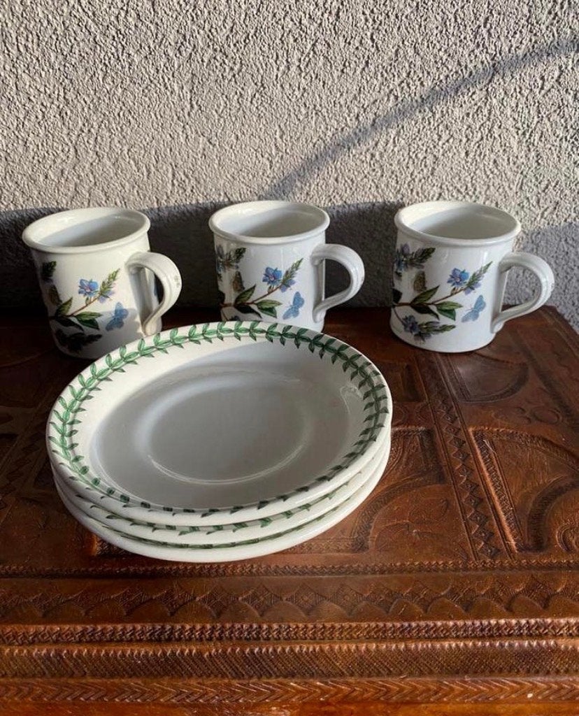 Portmeirion Botanic Garden kopjes en schotels - 3 sets, Ophalen of Verzenden, Zo goed als nieuw, Overige stijlen, Kop(pen) en/of Schotel(s)