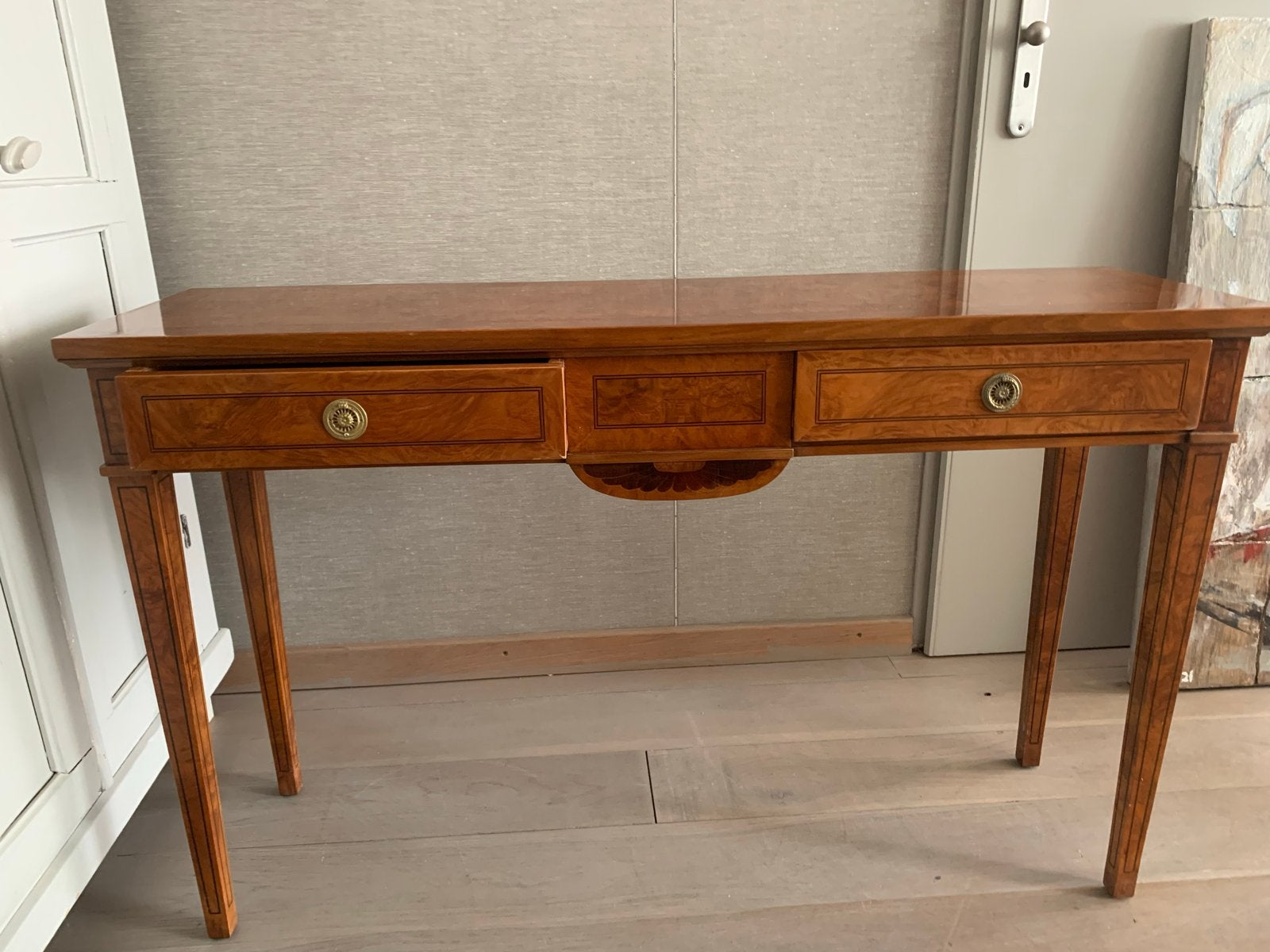 Klassieke houten consoletafel met lades, Antiek en Kunst, Ophalen