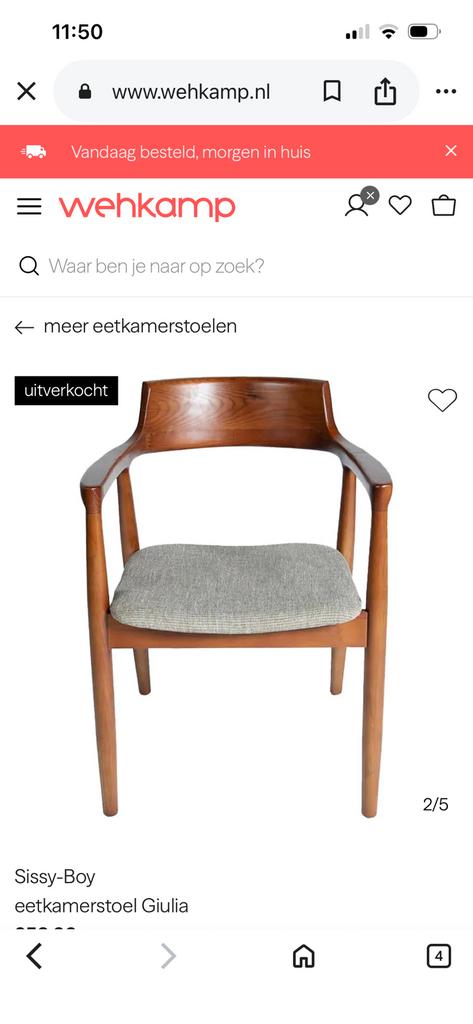 4 sissy-boy eetkamerstoelen giulia woonkamer stoel, Huis en Inrichting, Stoelen, Ophalen, Bruin, Zo goed als nieuw, Vier
